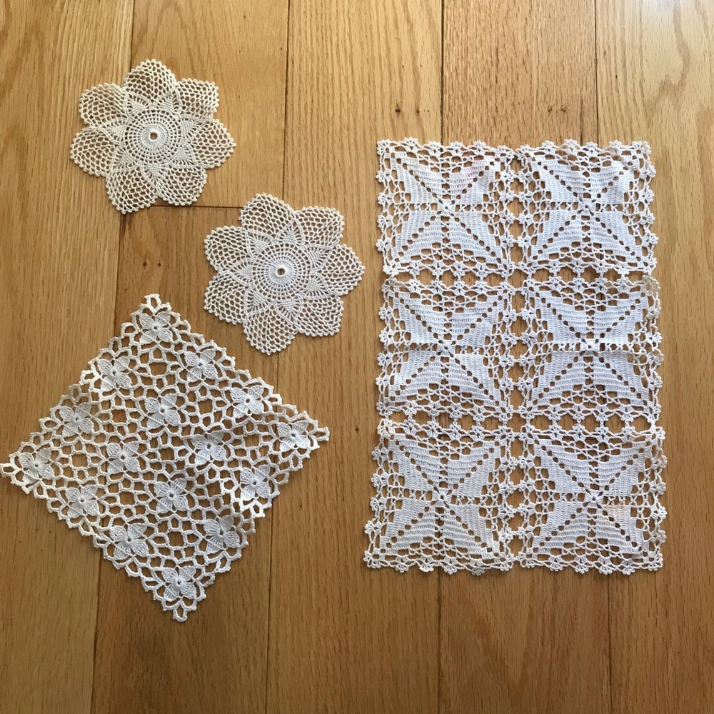Vintage Handmade Crochet Doilies - Set of 4